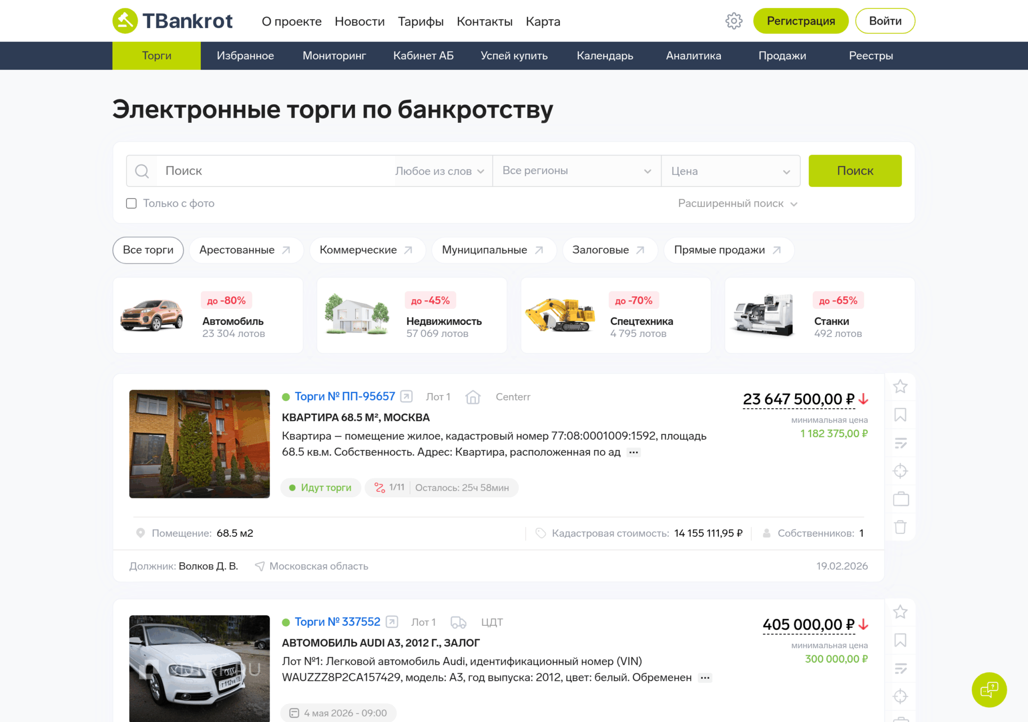 ТБанкрот — площадка для инвестиций в недвижимость с аукциона по банкротству