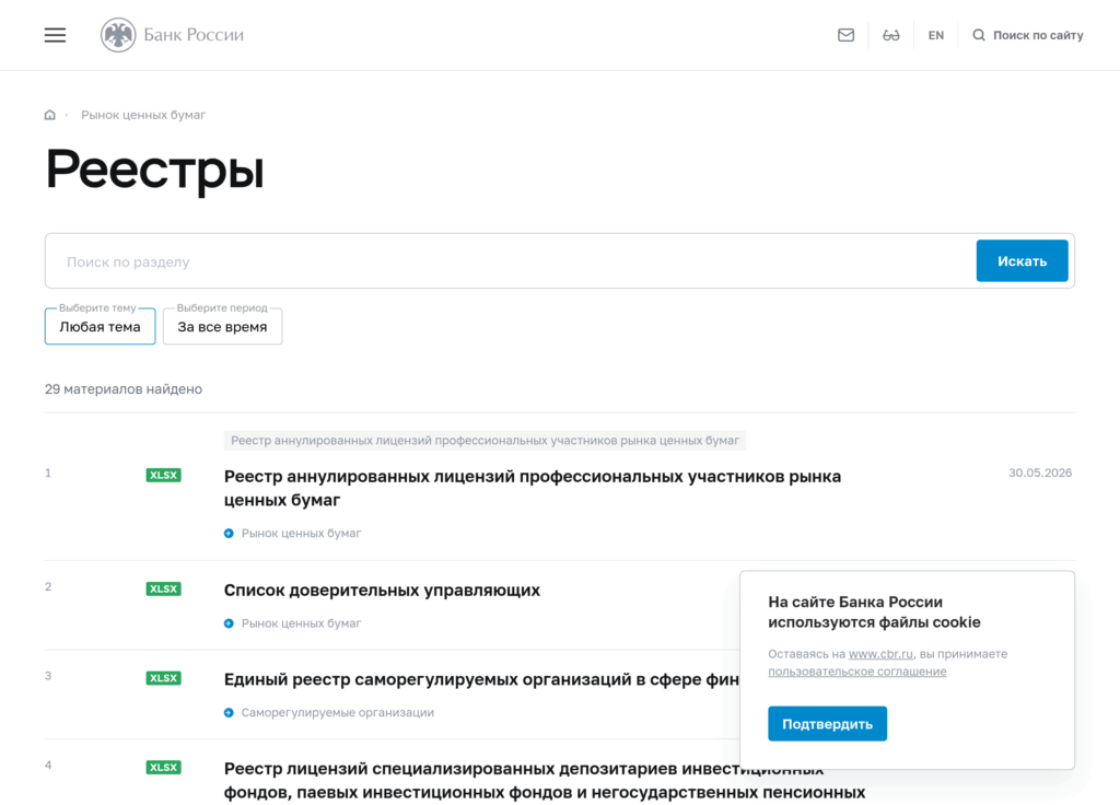 Реестр форекс-дилеров на сайте Банка России — где проверить лицензию