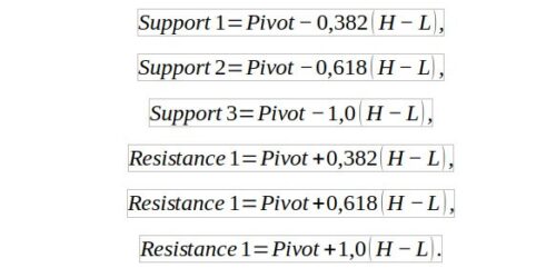 Поддержка и сопротивление рассчитываются по формулам