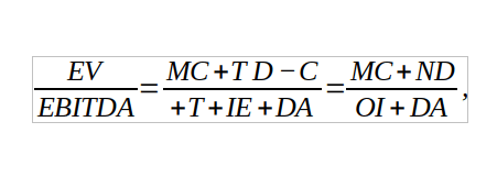 формула имеет вид EV/EBITDA