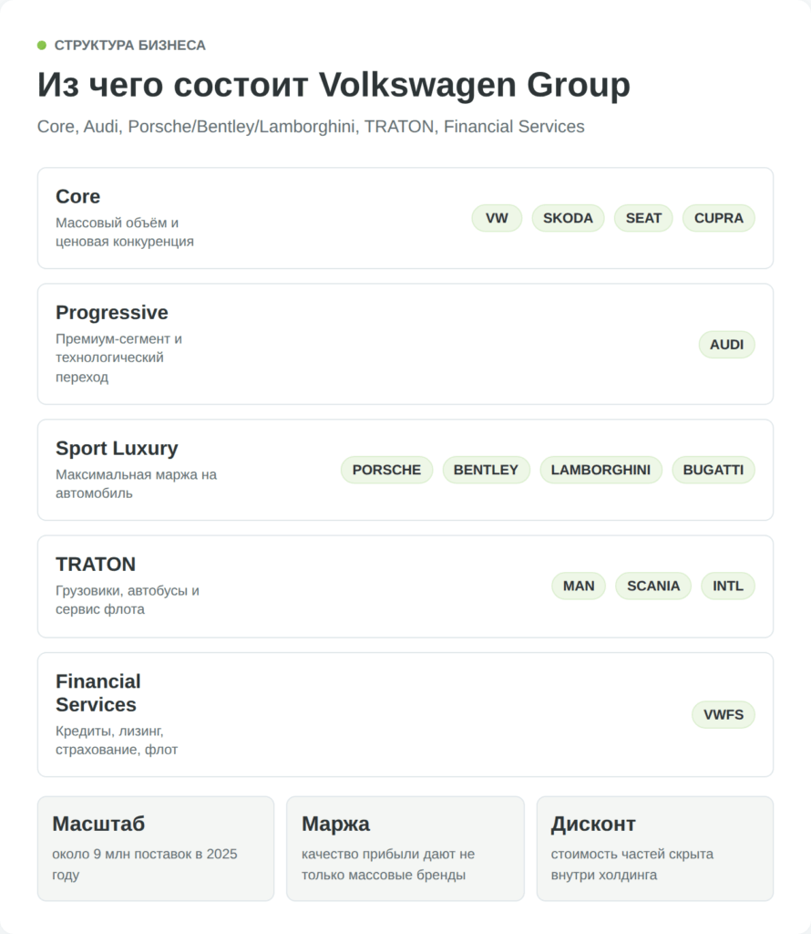 Структура брендов Volkswagen Group по дивизионам
