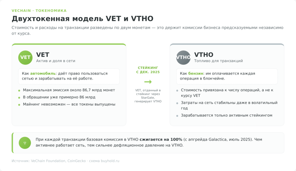 Двухтокенная модель криптовалюты VeChain: VET и VTHO