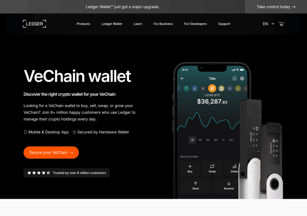 Поддержка криптовалюты VeChain в кошельке Ledger