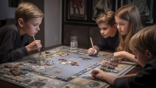 дети играют в настольную игру Cashflow