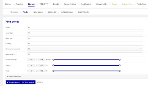 Скринер Франкфуртской биржи