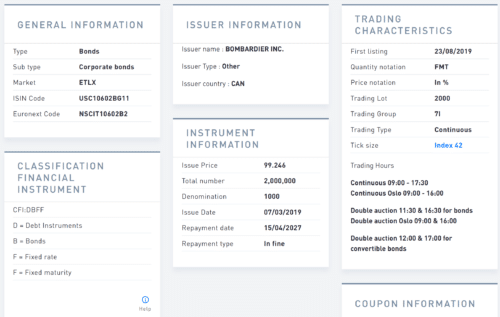 информация о самих бондах