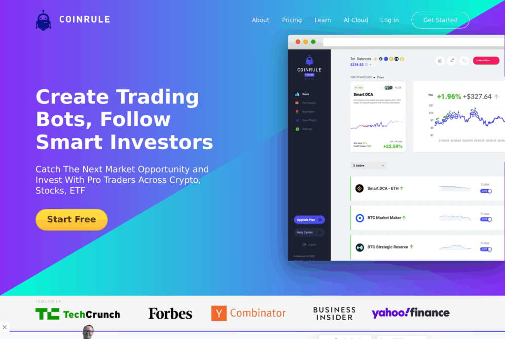 Coinrule — конструктор торговых ботов и нейросеть для трейдинга