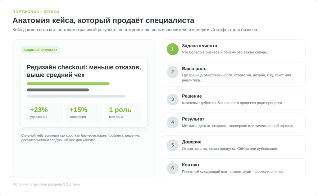 Схема структуры портфолио-кейса для зарубежного клиента