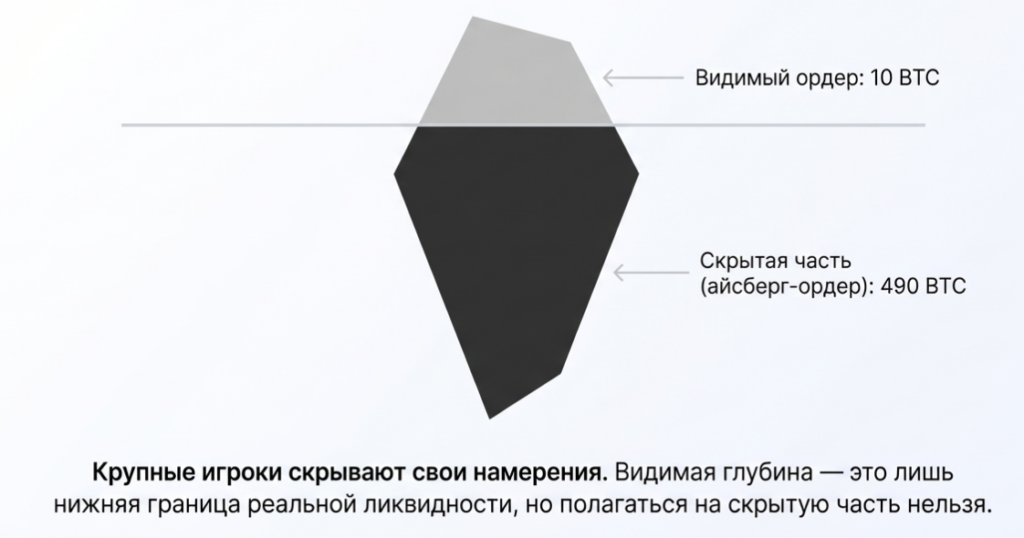 айсберг-заявка скрывает основной объём от стакана