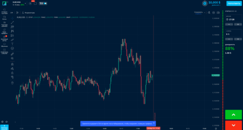 терминал после регистрациии в бинариум