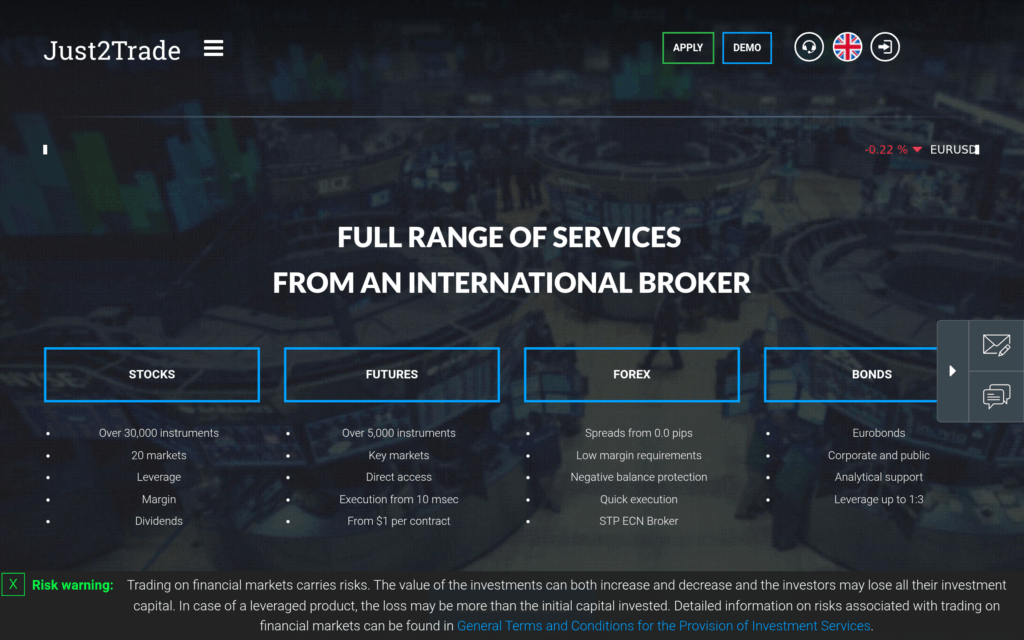 Главная страница Just2Trade (j2t.com) — март 2026