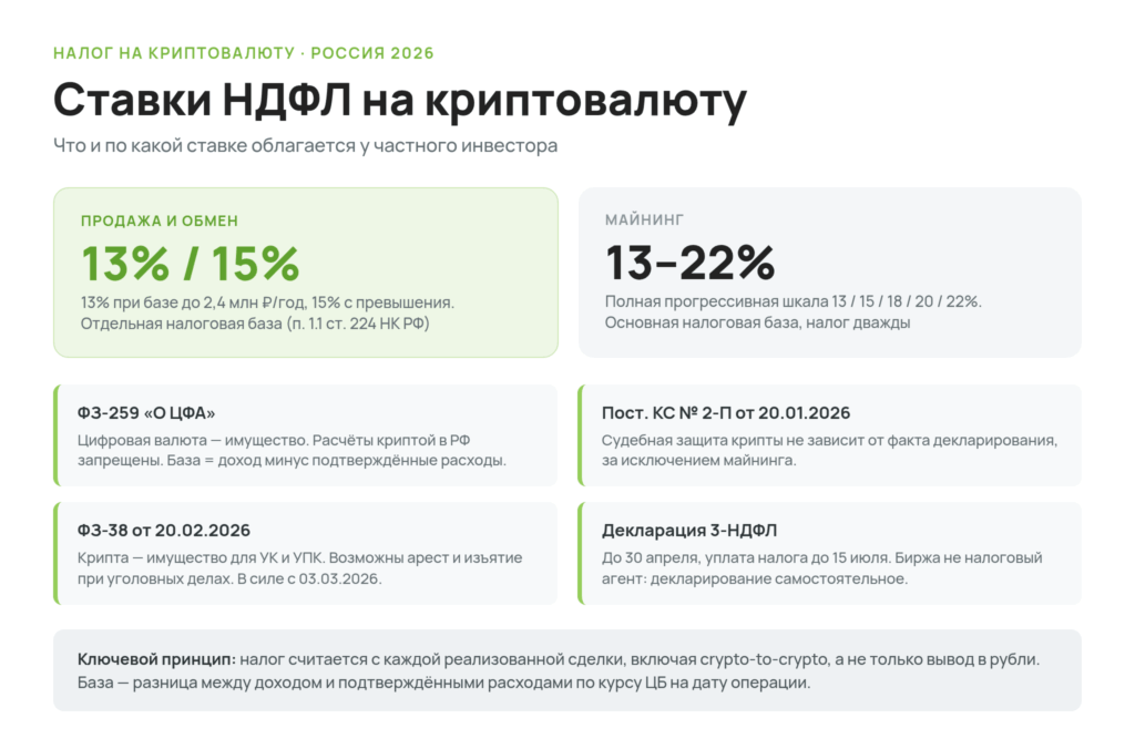 Ставки НДФЛ на криптовалюту в России 2026