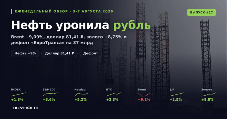 Обзор рынка 3–7 августа 2026: нефть минус 9%, рубль выше 81 и дефолт на облигационном рынке