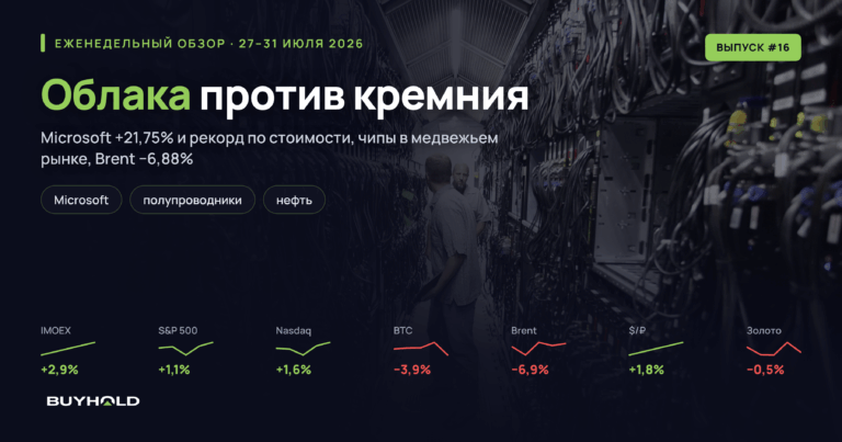 Обзор рынка 27–31 июля 2026: рекорд Microsoft, чипы в медвежьем рынке и нефть минус 7%